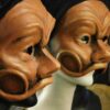 Maschera di Arlecchino art. MXCP001 foto d'insieme allo specchio
