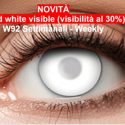 Lenti a contatto cosmetiche di colore BIANCHE EFFETTO ZOMBIE (Blind white visible) Visibilità al 30%